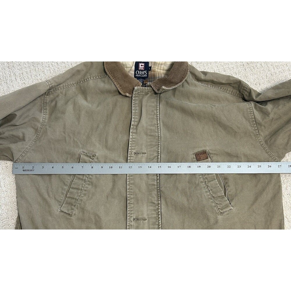 Vintage Chaps Ralph Lauren Light Brown Chore Coat Jacket Corduroy Collar Large - Picture 11 of 13